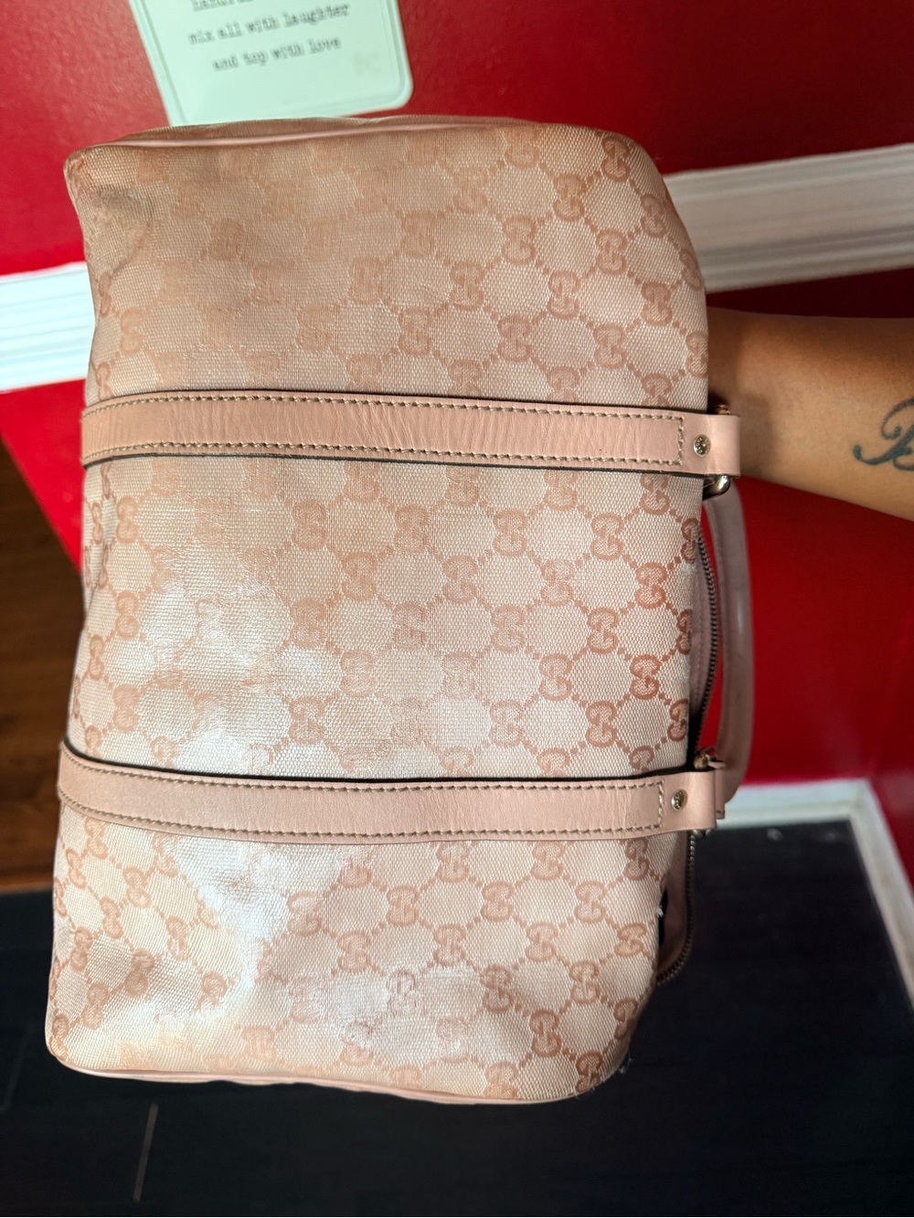 Gucci Blush Pink GG Canvas Top-Handle Satchel - Picture 7 of 12